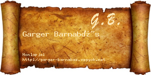 Garger Barnabás névjegykártya